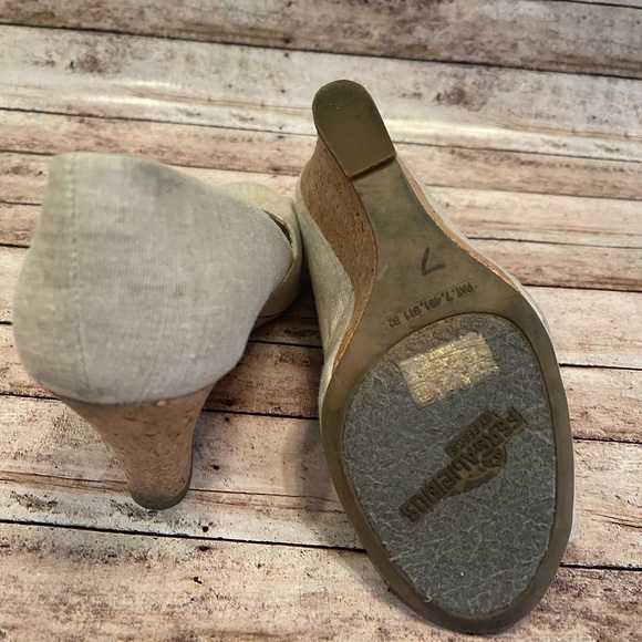 Womens Fergalicious Heels Sandal Sz 7 Canvas Khaki - Picture 5 of 6